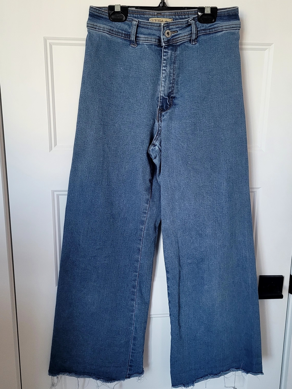 GUESS 2024 High-Rise Wide-Leg Stretch Jeans - Raw Hem / Convertible Cuff Size 27